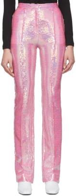 paco-rabanne-rožinės spalvos blizgučių kelnės