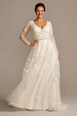 davids-bridal-galina-подписи-свадебное-платье с длинными рукавами