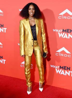 Kelly Rowland najlepiej ubrany złoty garnitur