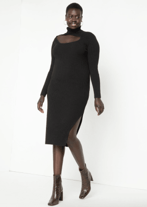 Eloquii Cutout Detail Turtleneck Sweater Dress