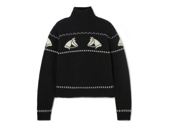 suéter de cuello alto de lana de intarsia alexachung