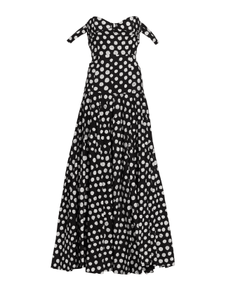 Schulterfreies Abendkleid mit Polka Dots von Studio 189 $775