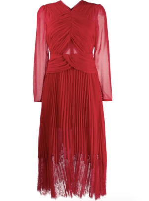 Självporträtt Smocked Lace Midi Dress Farfetch