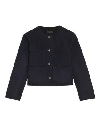 Theory Cropped Jacket ใน Double-Face Wool-Cashmere ราคา 595 เหรียญ