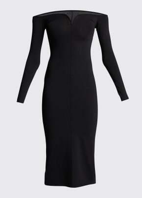 Khaite Valeska Off-The-Shoulder Rib Midi-kjole $1.580