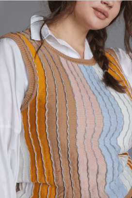 เสื้อยืด Eva Franco Shimmer-Striped Tee Anthro
