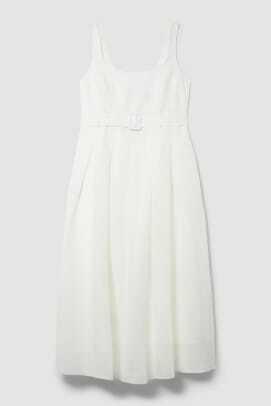 ivory-plus-veľkosť-ľanové-prešívané-detail-celé-sukne-midi-šaty