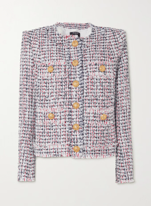 Balmain Flosset bomuldsblanding tweed-jakke, $2795