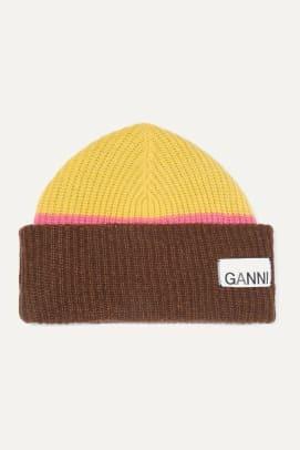 ganni-ribbed-striped-wool-blend-หมวก