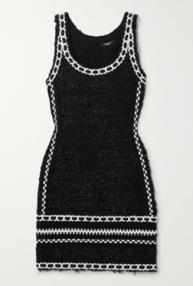 Міні -сукня з твідового металу з вишивкою Balmain