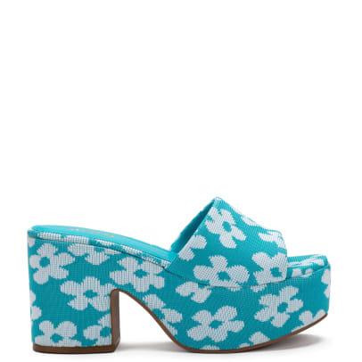 Larroude Miso Platform-sandaal in Acqua Floral Knit $ 290