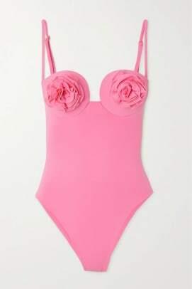 magda-butrym-Pink-Flower-Bustier-Embellished-Underwired-Swimsuit